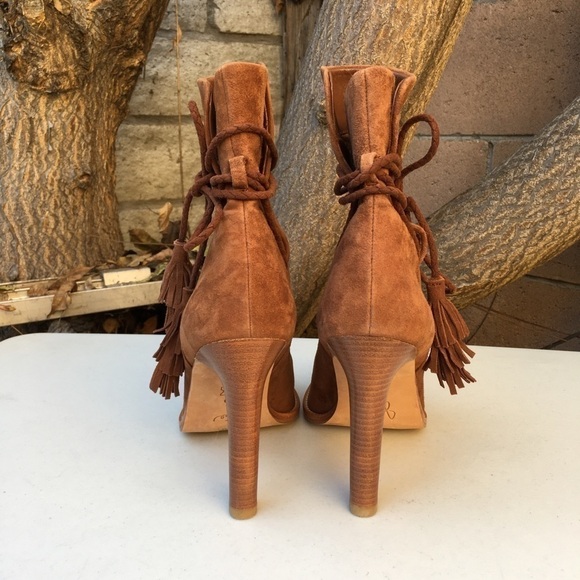 JOIE Chap Suede Boots Tassels Fringe - Picture 4 of 7